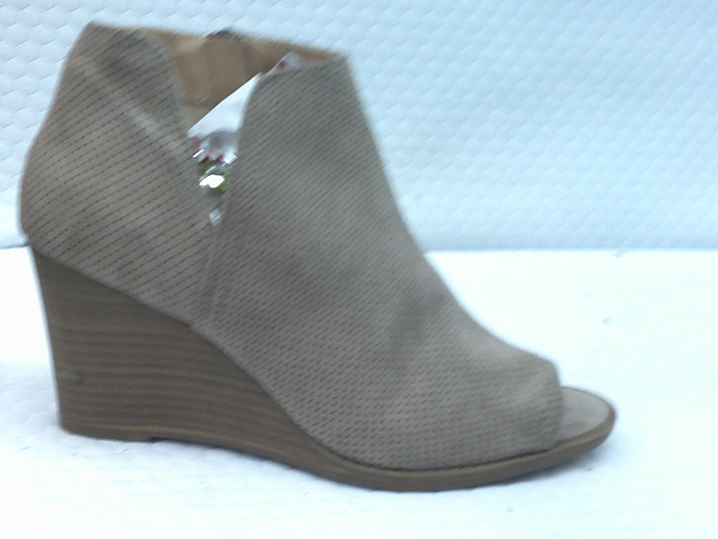 Time and Tru Memory Foam Women's Tan Peep-Toe Wedge Booties | Size 8