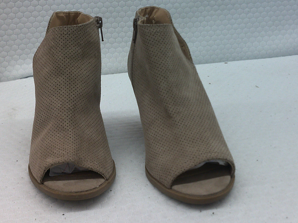 Time and Tru Memory Foam Women's Tan Peep-Toe Wedge Booties | Size 8